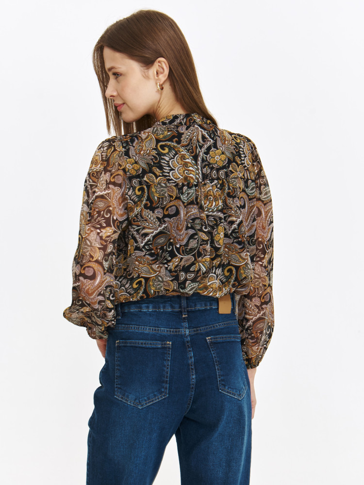 Bluzka damska wiązaniem na dekolcie  Bluzka damska wiązaniem na dekolcie