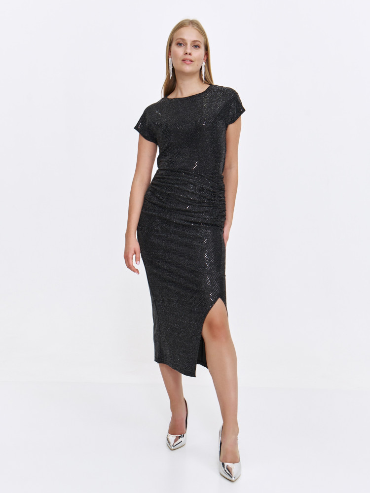 Elegancka dopasowana bluzka z błyszczącej tkaniny 