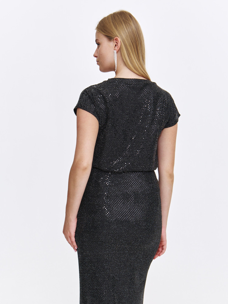 Elegancka dopasowana bluzka z błyszczącej tkaniny 