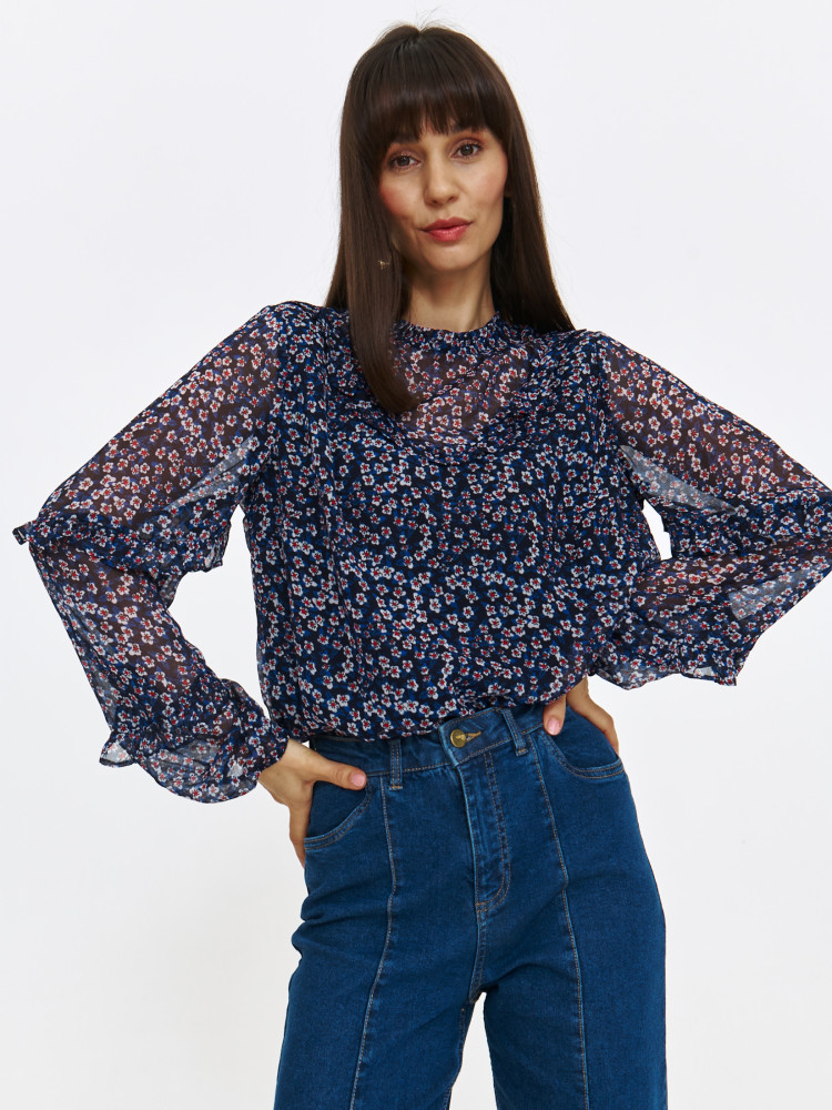 Bluzka z zabudowanym dekoltem granatowa