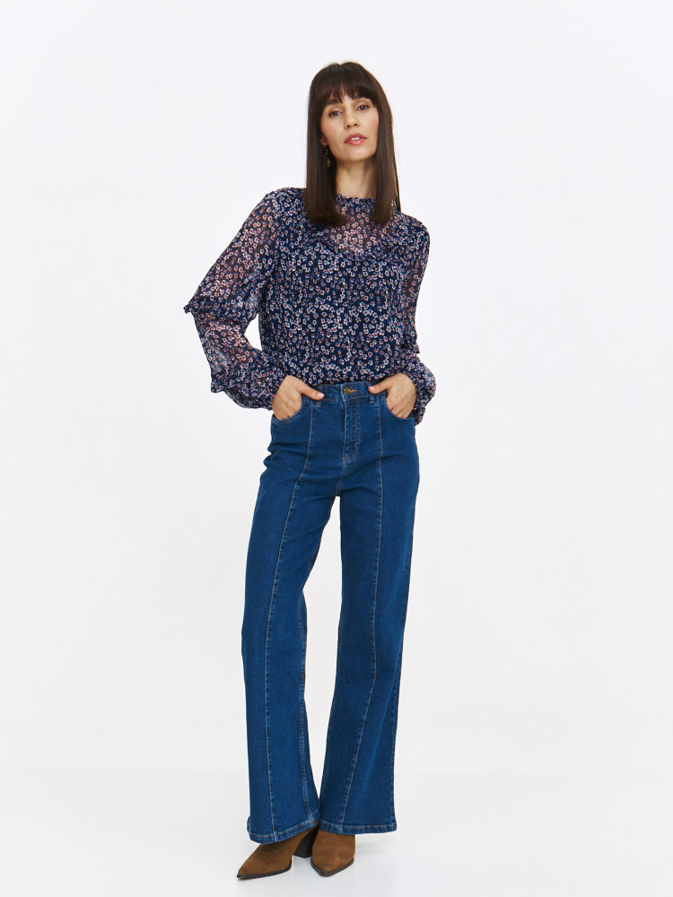 Bluzka z zabudowanym dekoltem granatowa