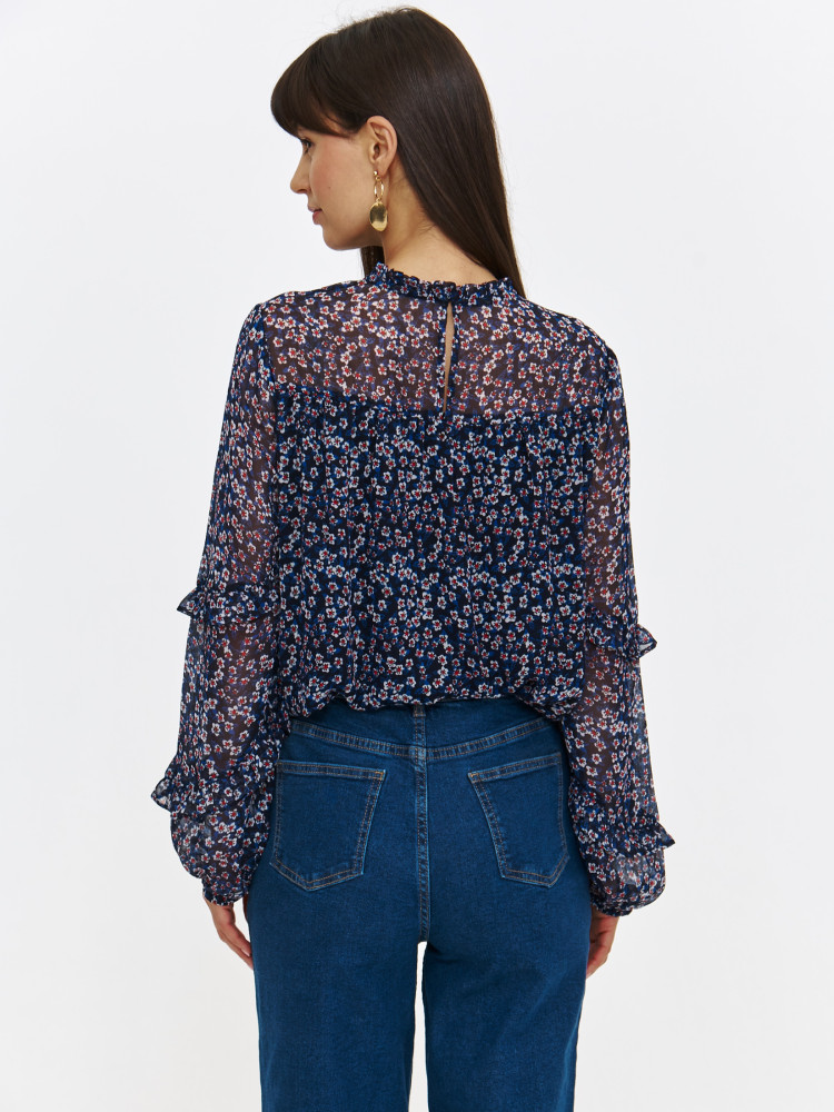 Bluzka z zabudowanym dekoltem granatowa