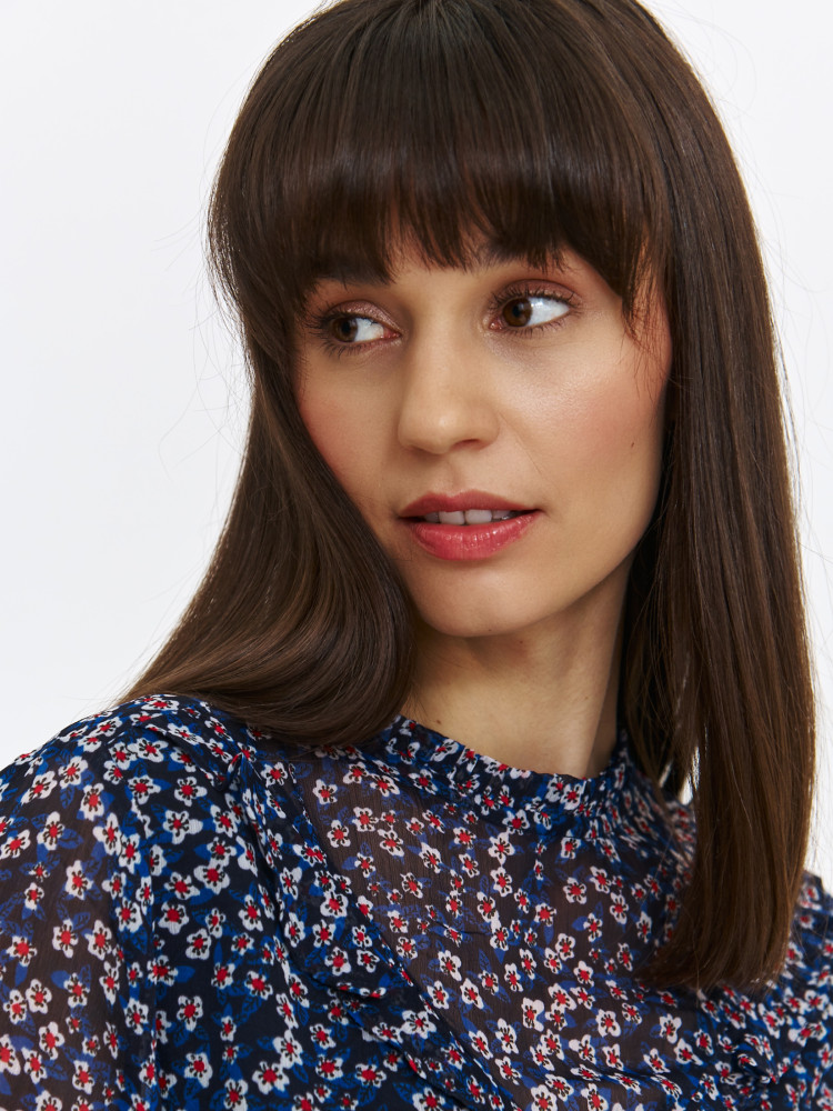 Bluzka z zabudowanym dekoltem granatowa