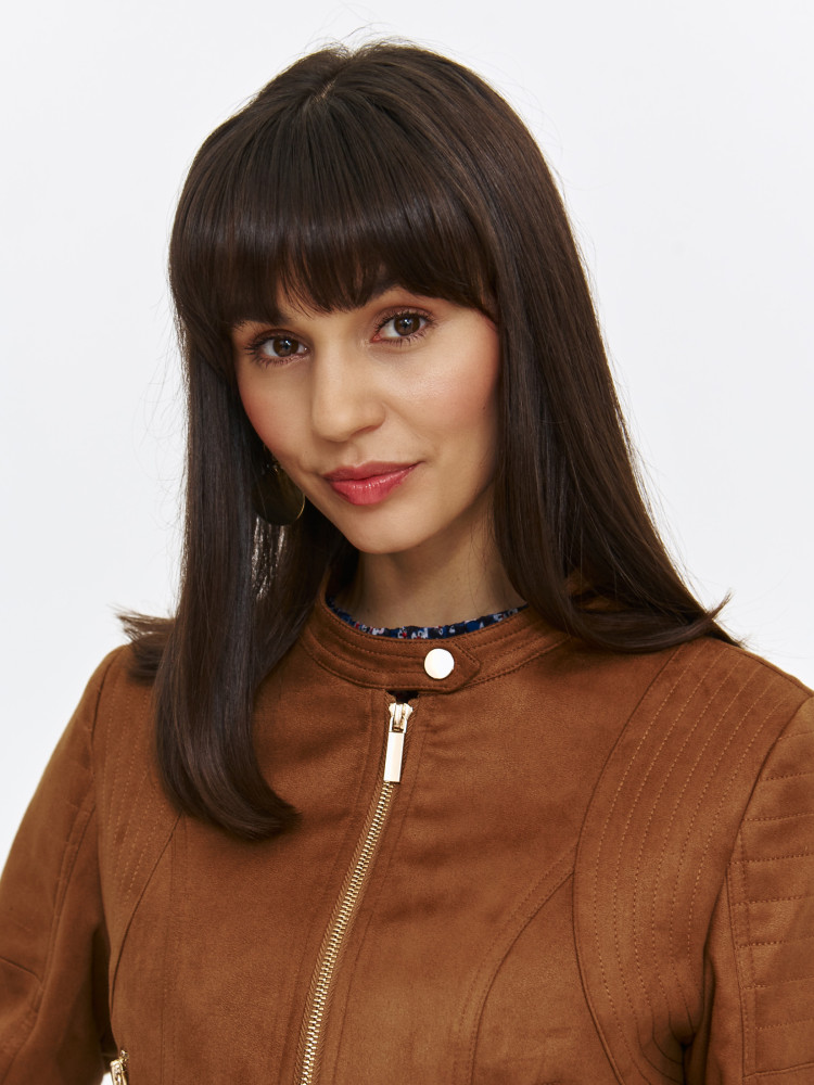 Brązowa kurtka z imitacji zamszu