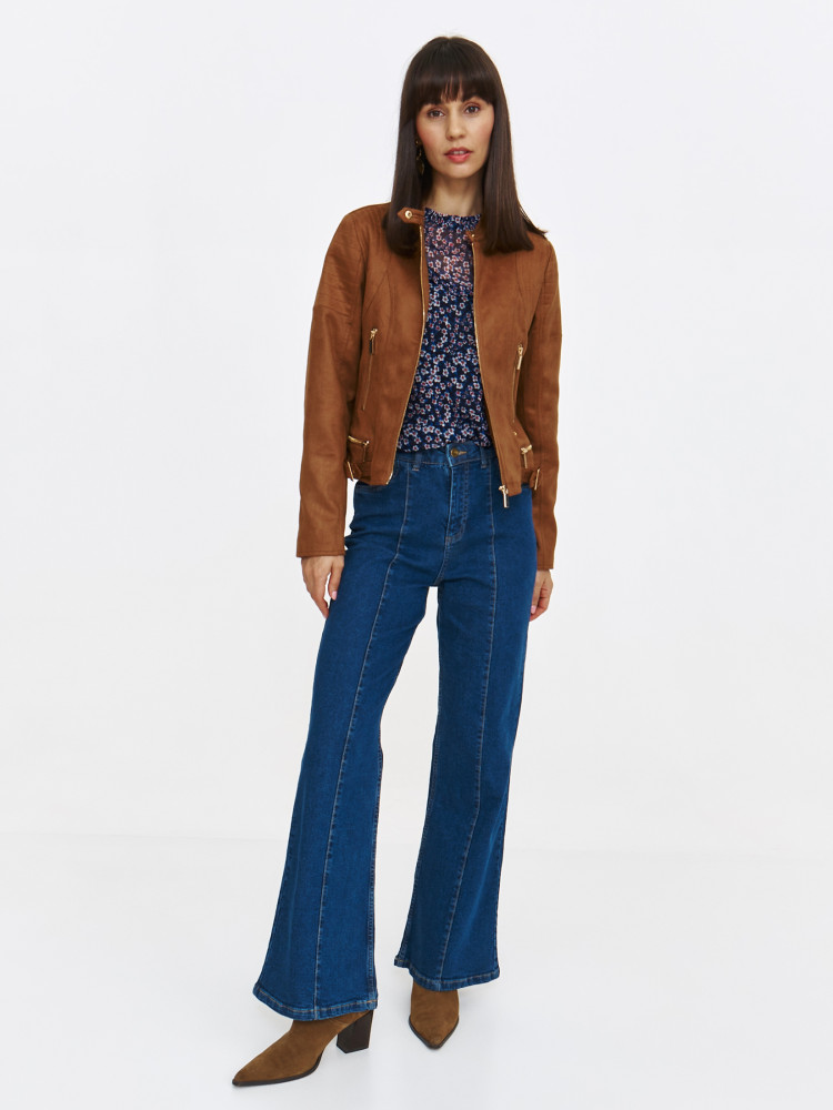 Brązowa kurtka z imitacji zamszu