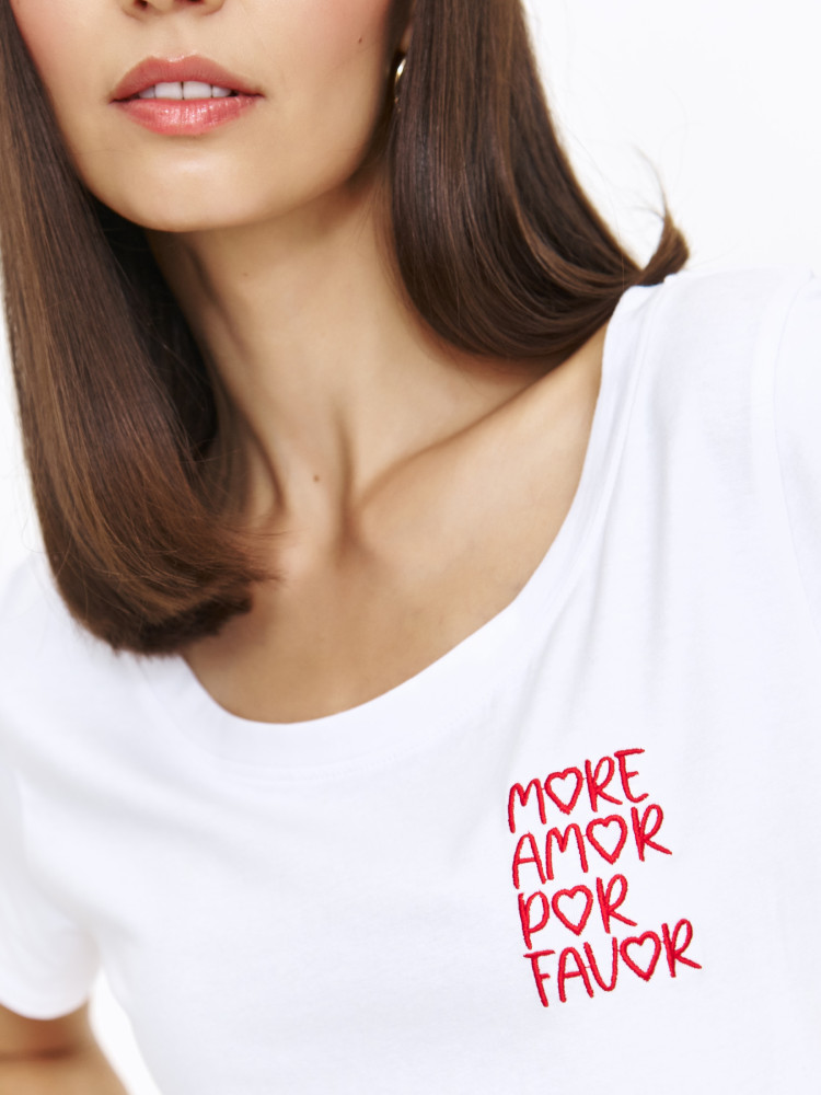 Casualowy top z ozdobnym nadrukiem 