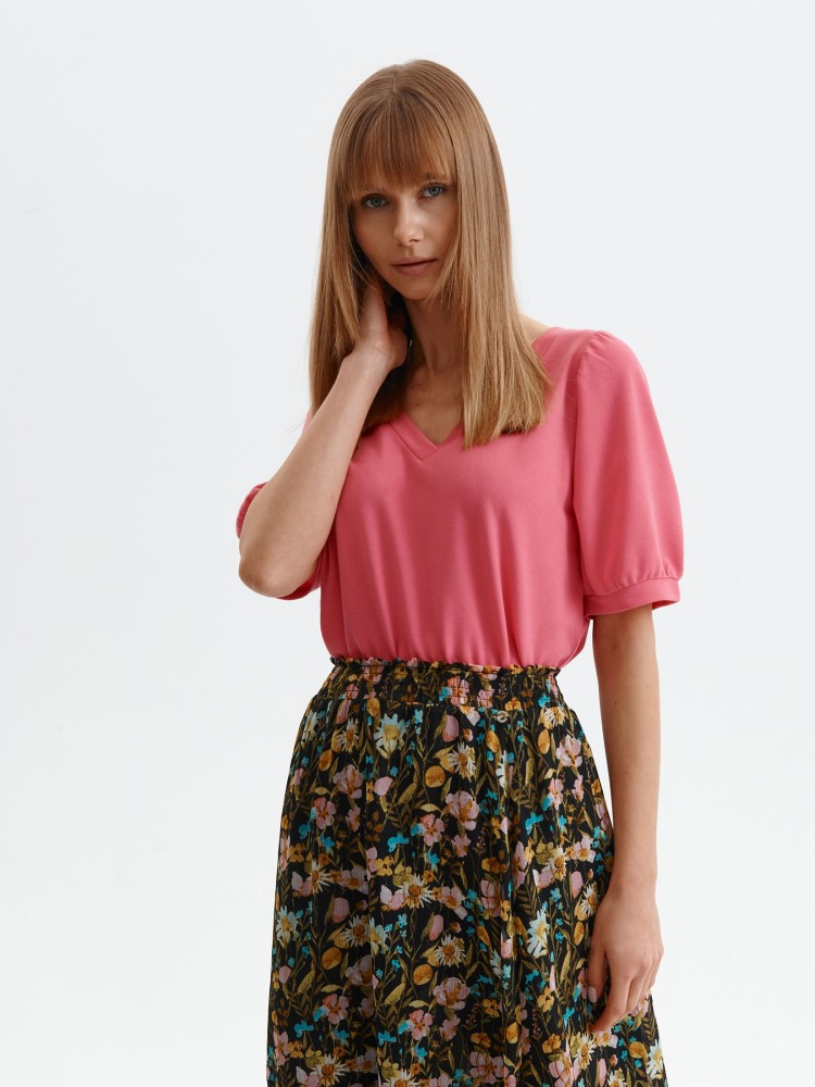 Bluza z krótkim rękawem z dekoltem w serek