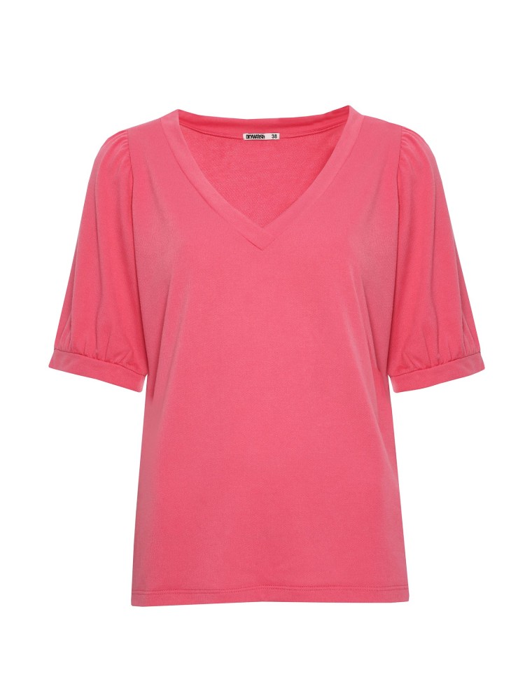 Bluza z krótkim rękawem z dekoltem w serek