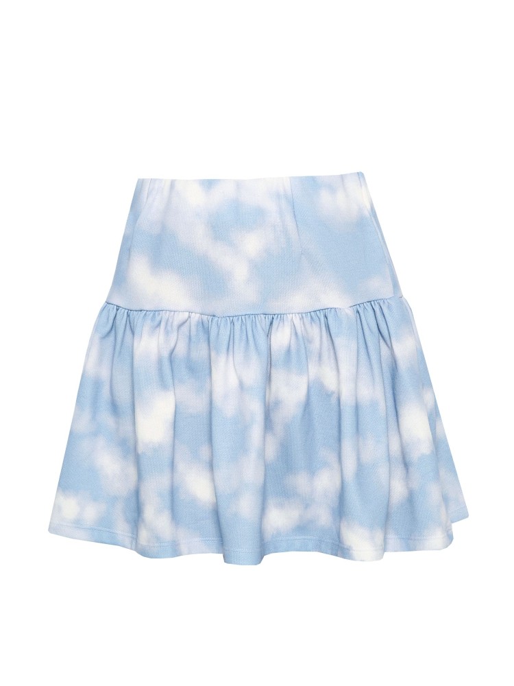 Dresowa mini spódnica tie dye z falbaną Dresowa mini spódnica tie dye z falbaną