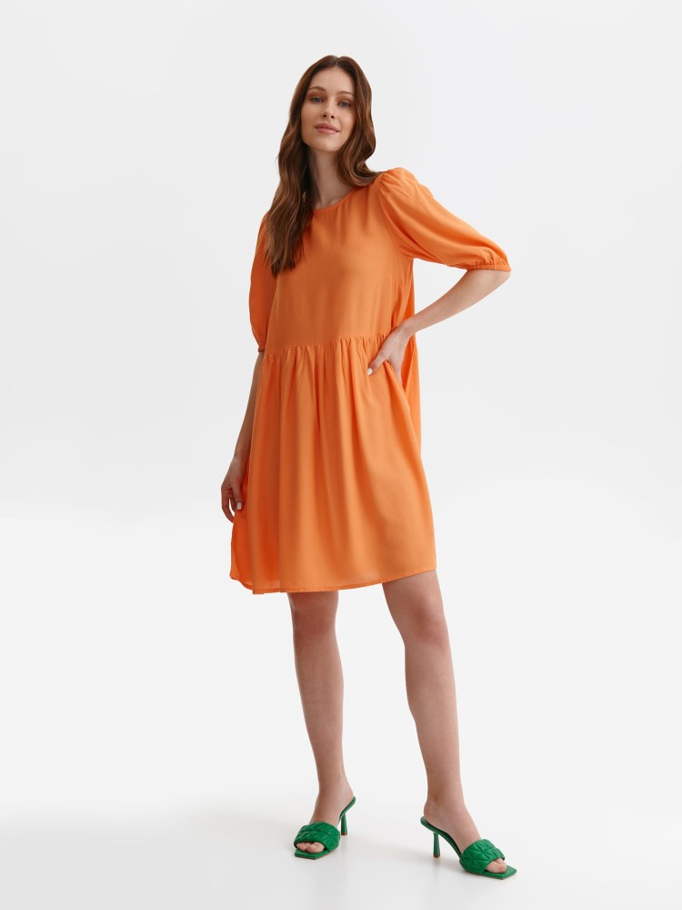 Luźna sukienka damska z bufiastymi rękawami 