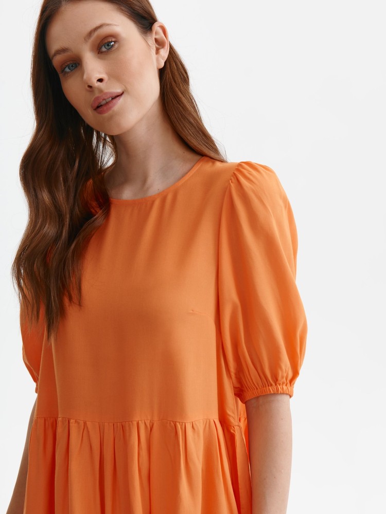 Luźna sukienka damska z bufiastymi rękawami 