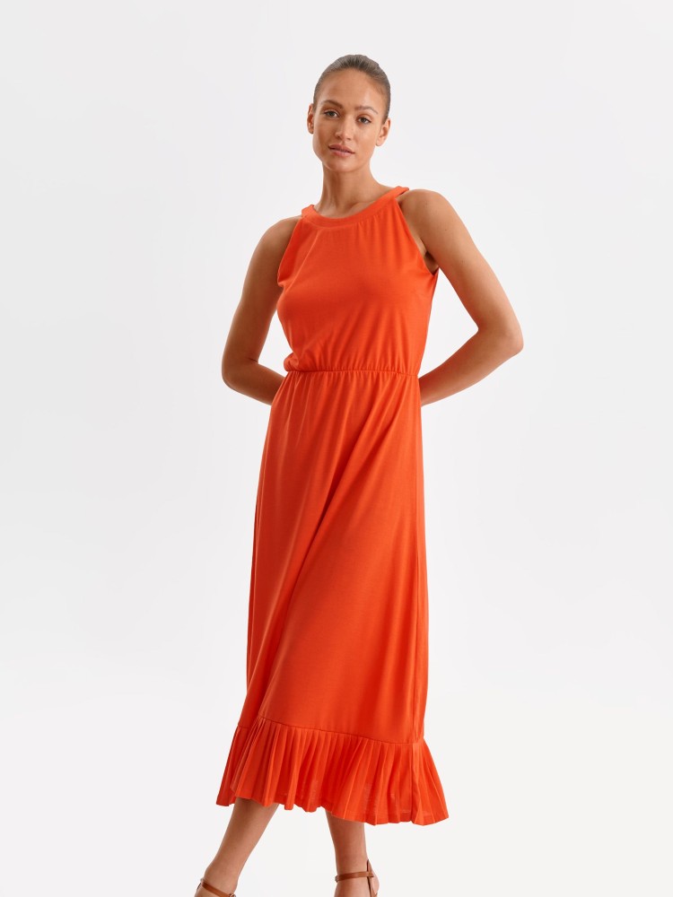 Gładka sukienka damska z plisowanym dołem