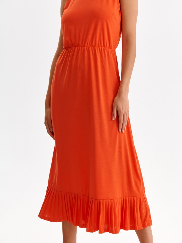 Gładka sukienka damska z plisowanym dołem