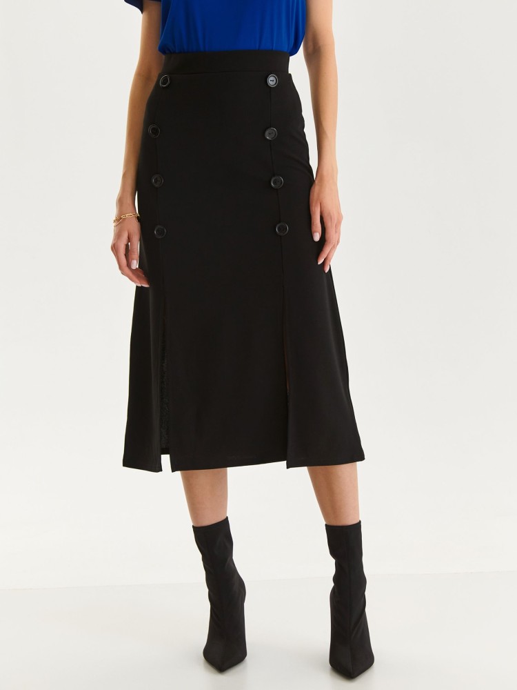 Czarna ołówkowa spódnica z guzikami