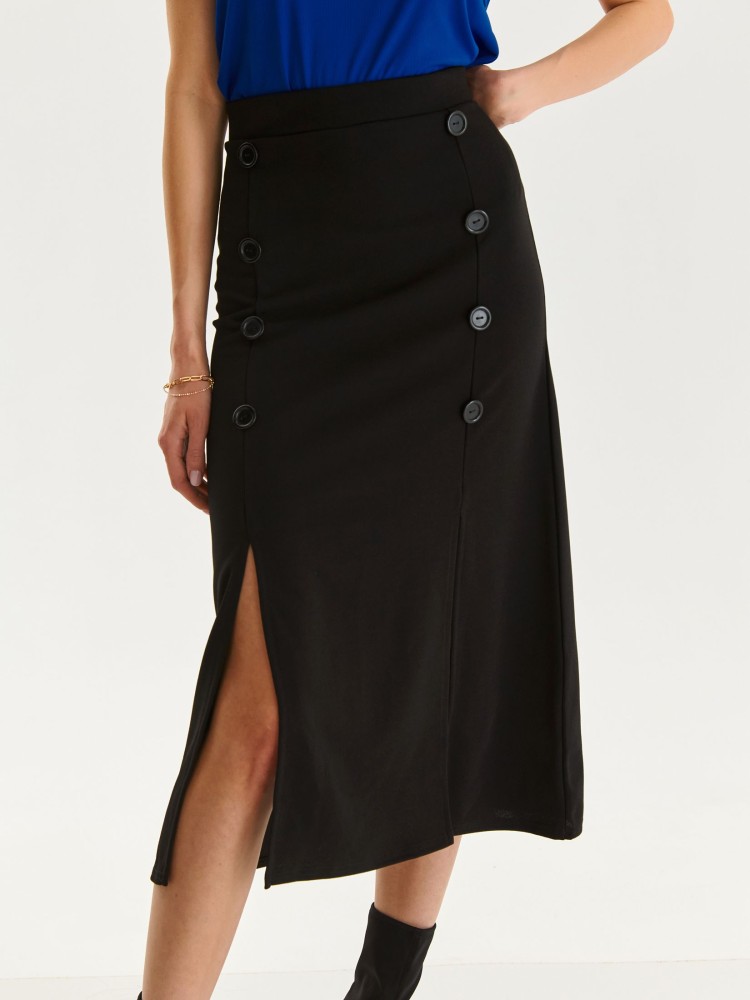 Czarna ołówkowa spódnica z guzikami