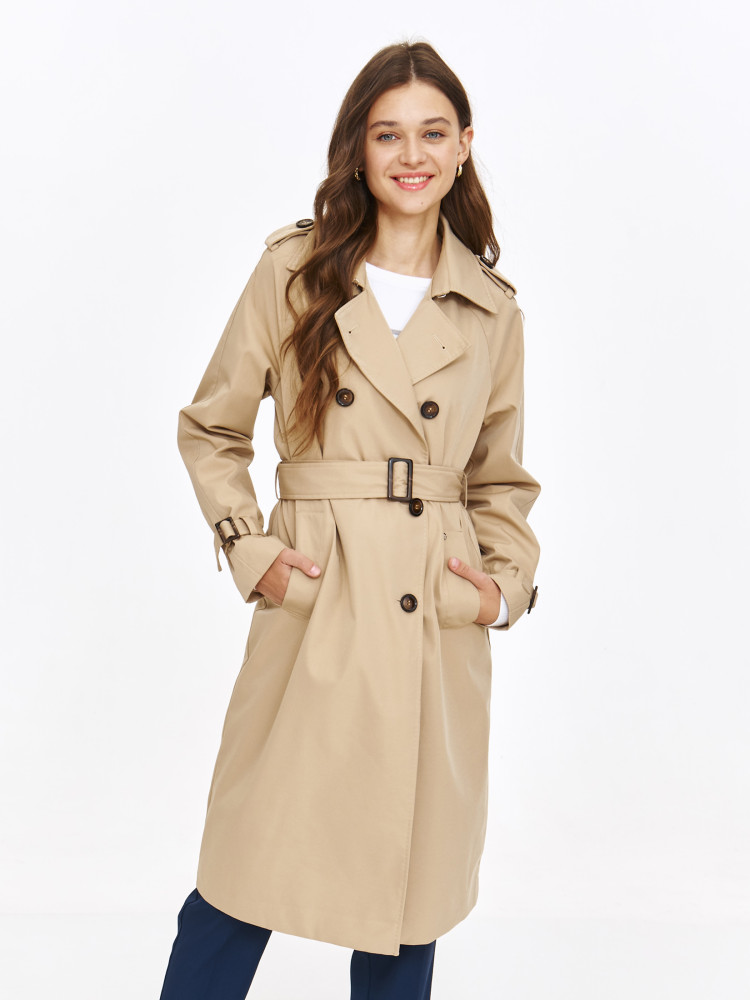 Klasyczny trencz damski średniej długości