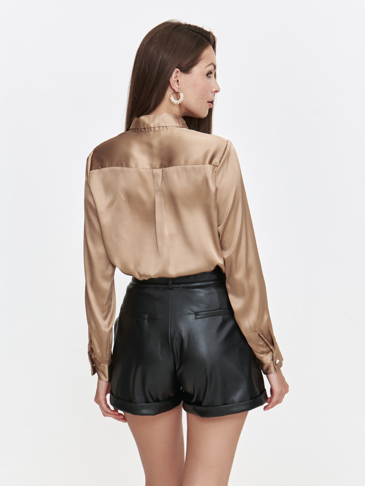 Beżowa satynowa koszula damska Beżowa satynowa koszula damska