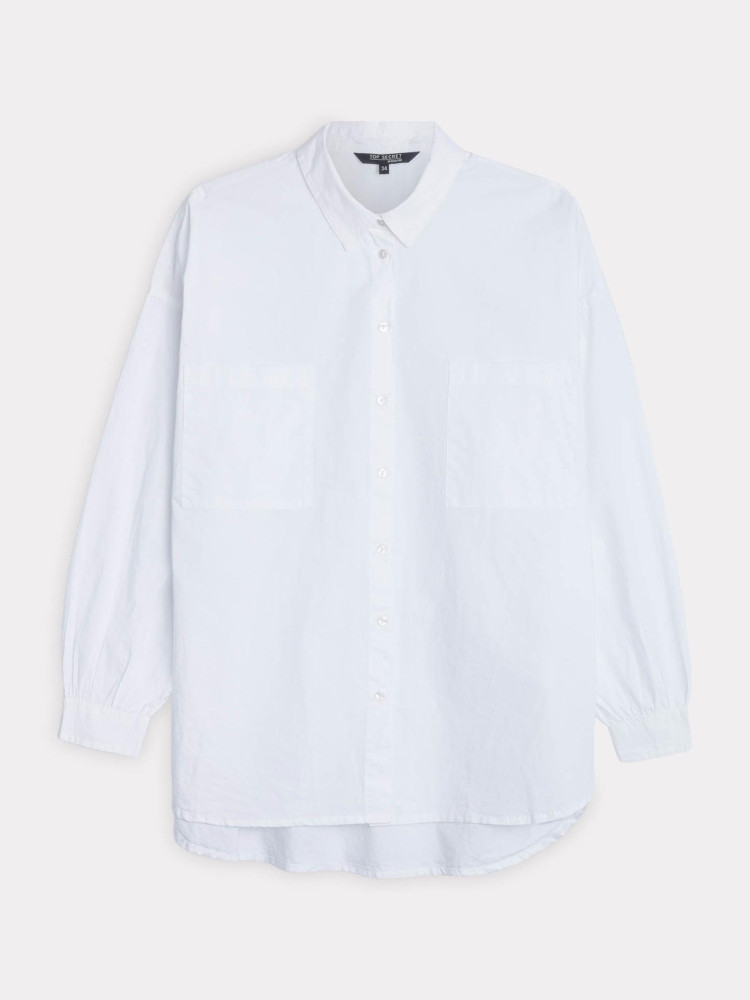 Klasyczna biała koszula z kieszeniami na przodzie 