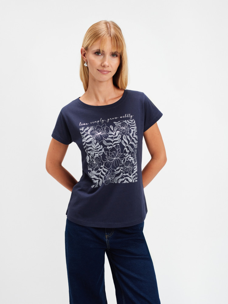 Granatowy t-shirt z grafiką