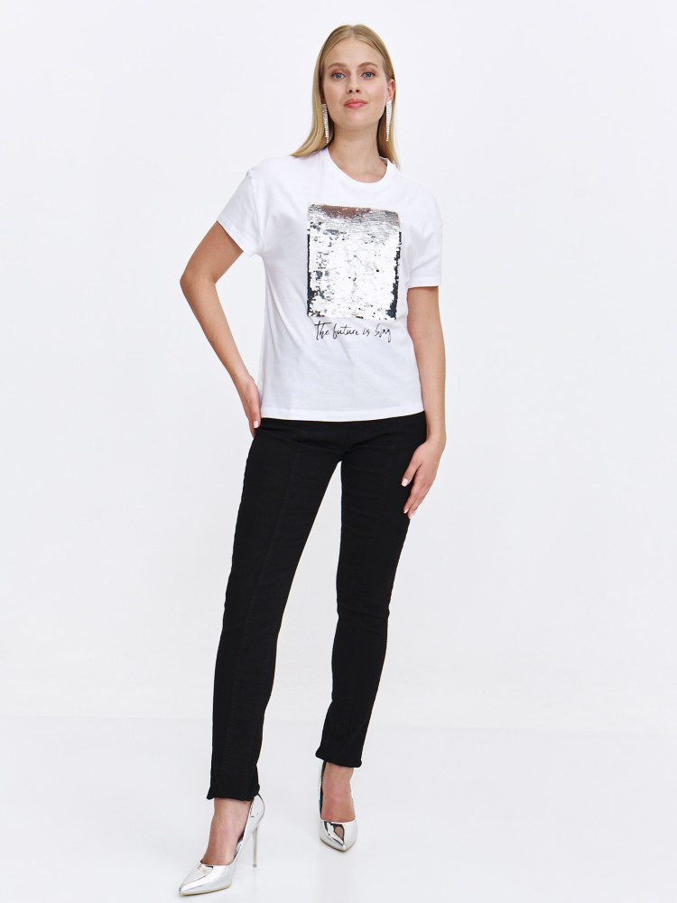 Podkoszulek damski z aplikacją z cekinów