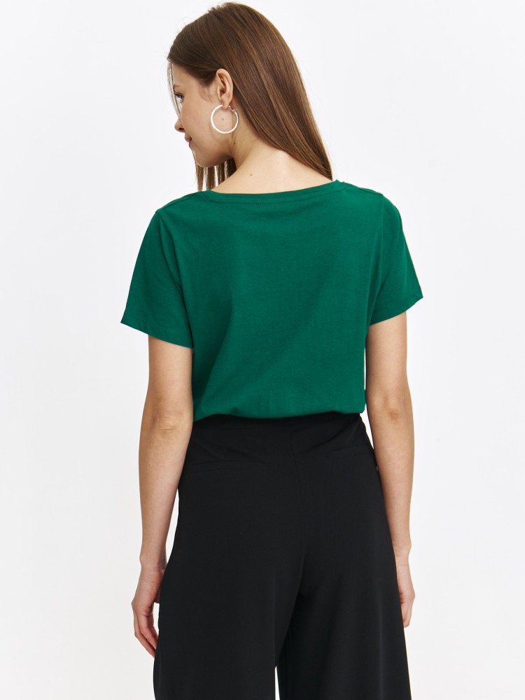 Zielony t-shirt damski z krótkim rękawem Zielony t-shirt damski z krótkim rękawem