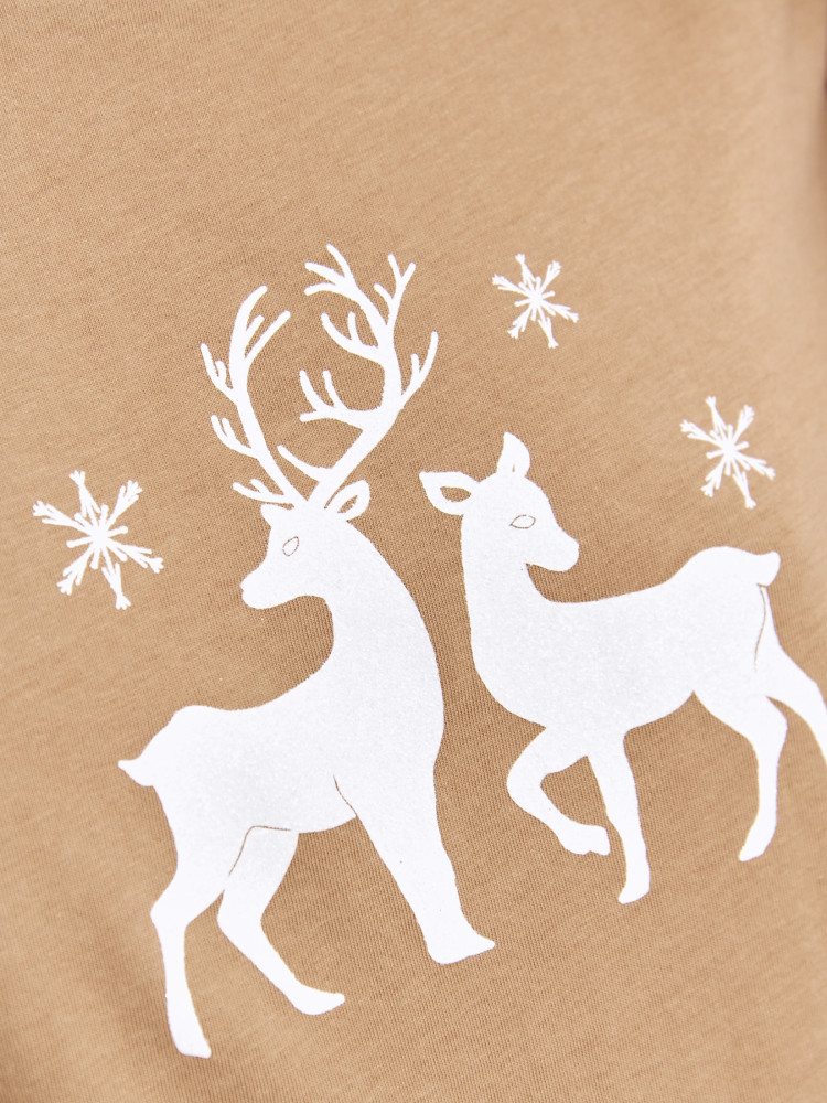 Beżowy T-shirt z nadrukiem 