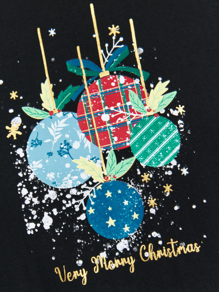 Czarny T-shirt bawełniany z aplikacją 