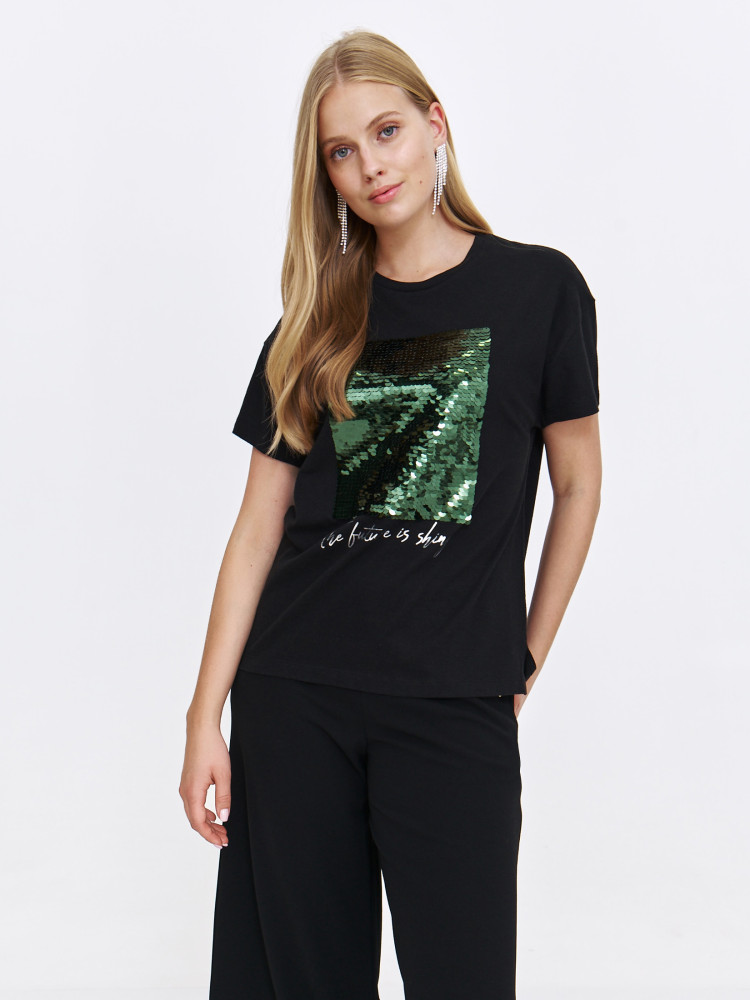 Podkoszulek damski z cekinową aplikacją 