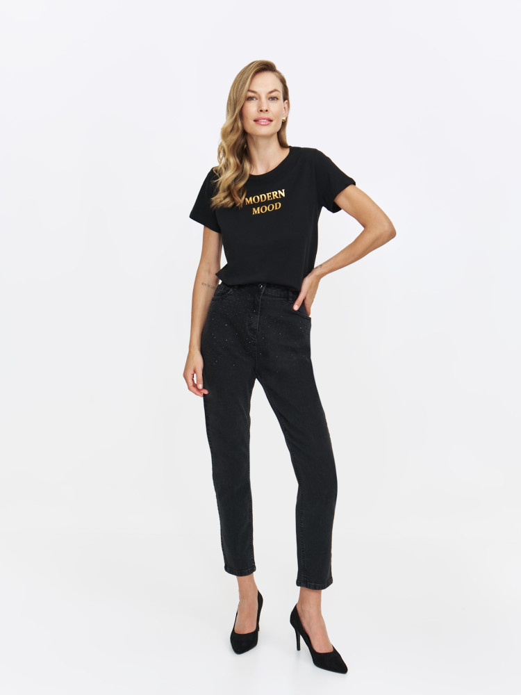 T-shirt damski ze złotym nadrukiem