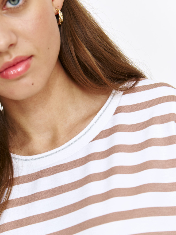 Podkoszulek damski ze ściągnięciem z atłasową wstążką 