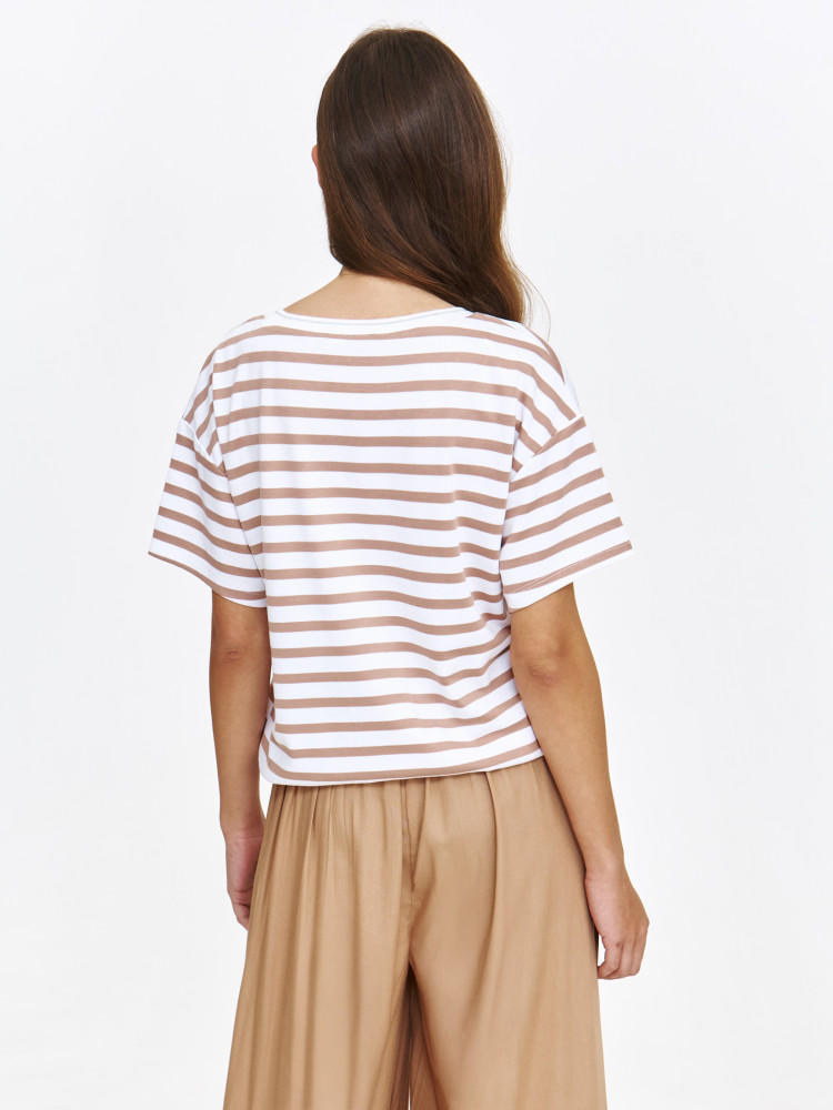 Podkoszulek damski ze ściągnięciem z atłasową wstążką 