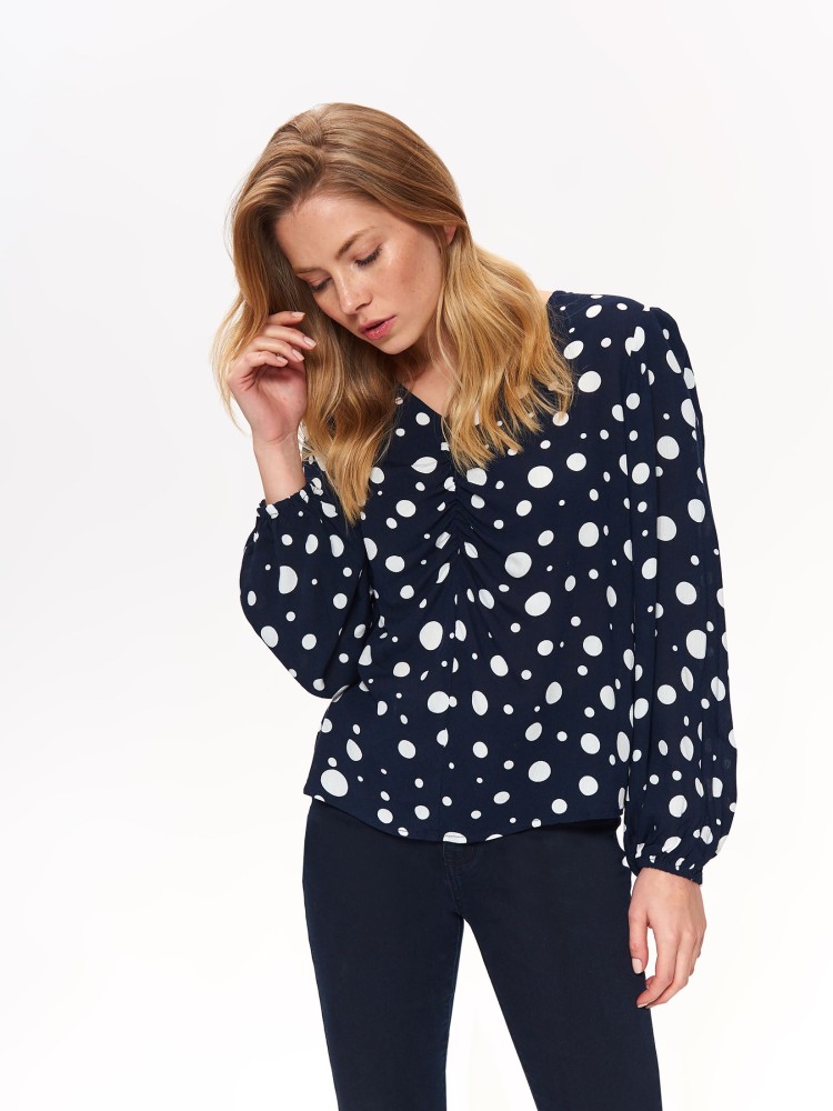 Bluzka w groszki z bufiastymi rękawami