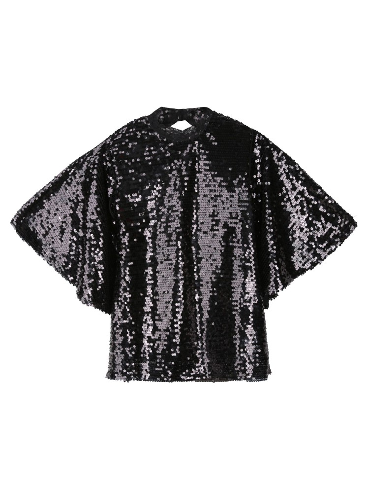 Cekinowa bluzka z rozkloszowanymi rękawami
