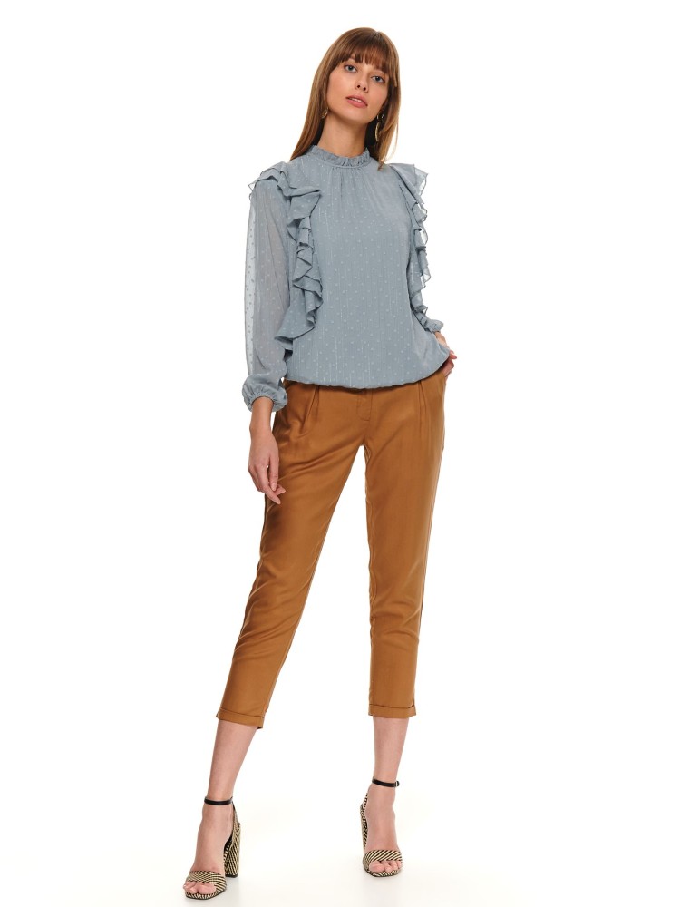 Bluzka damska z długimi szeroki rękawami i falbaną Bluzka damska z długimi szeroki rękawami i falbaną