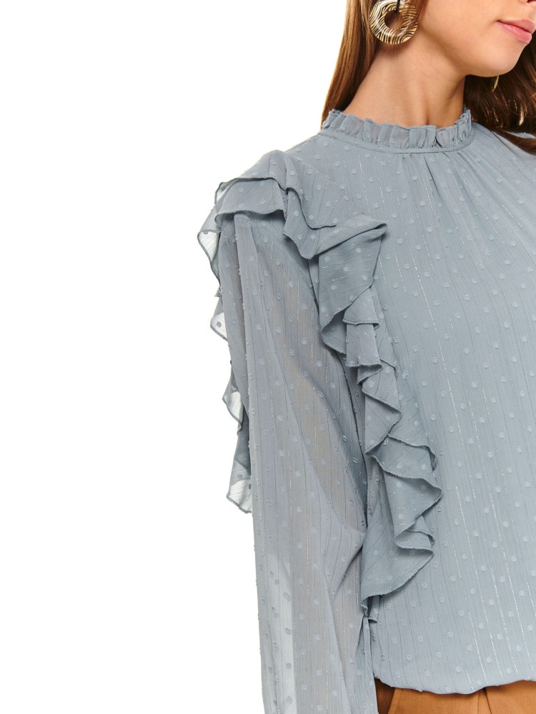 Bluzka damska z długimi szeroki rękawami i falbaną Bluzka damska z długimi szeroki rękawami i falbaną