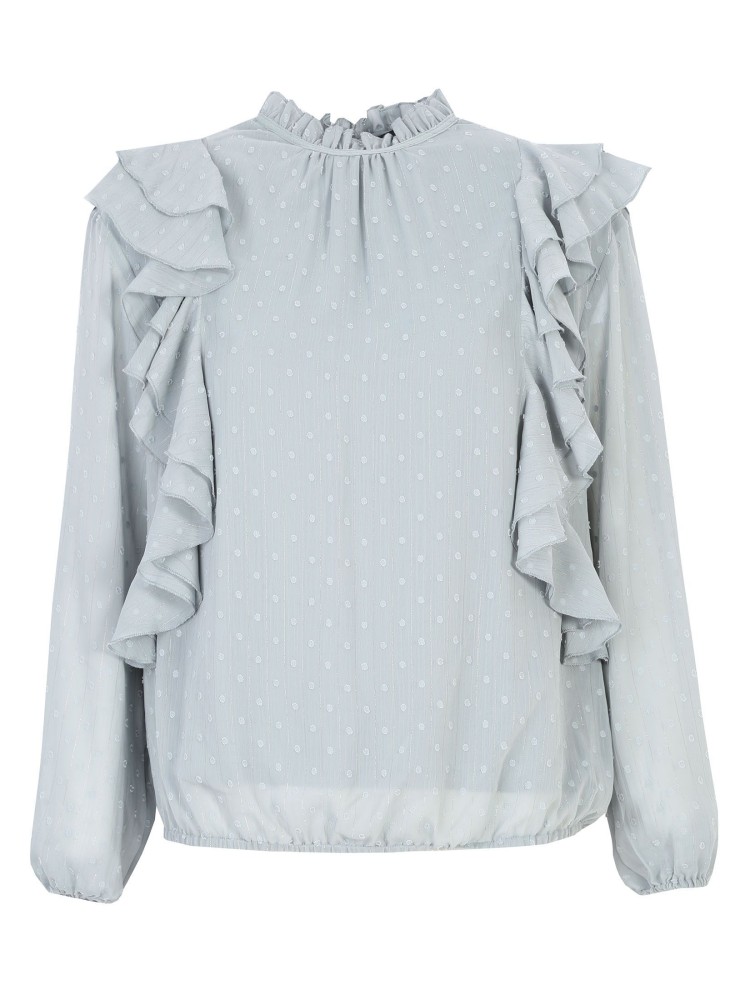 Bluzka damska z długimi szeroki rękawami i falbaną Bluzka damska z długimi szeroki rękawami i falbaną