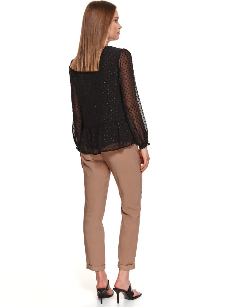 Bluzka z tkaniny plumeti z baskinką