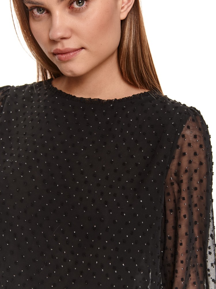 Bluzka z tkaniny plumeti z baskinką