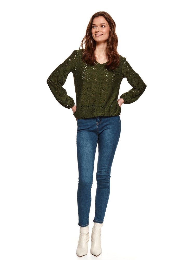 Ażurowa bluzka z długim rękawem