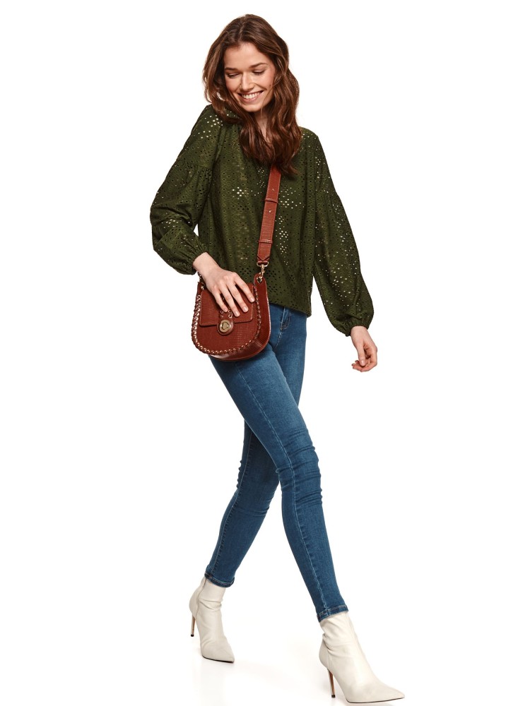 Ażurowa bluzka z długim rękawem