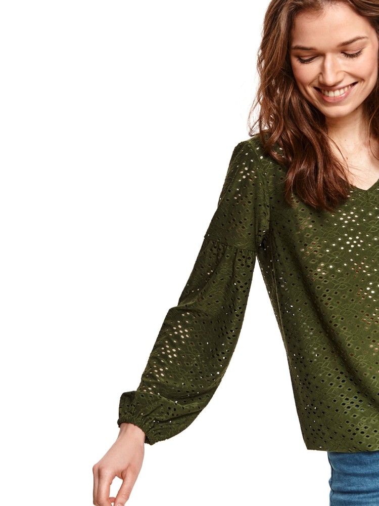 Ażurowa bluzka z długim rękawem