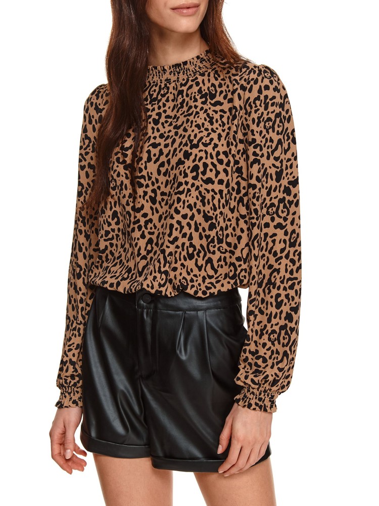 Bluzka w panterkę z długim rękawem