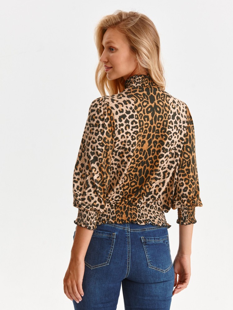 Bluzka długi rękaw damska z golfem i wykończeniem dołu i rękawów na gumkach Bluzka długi rękaw damska z golfem i wykończeniem dołu i rękawów na gumkach