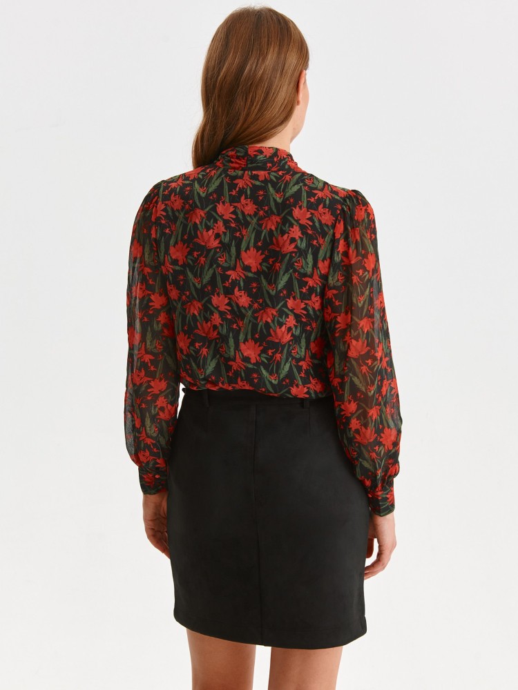 Bluzka damska z kwiatowym printem i wiązaniem