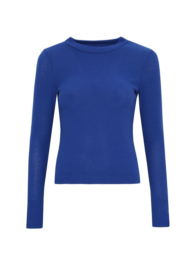 Dopasowana bluzka długi rękaw damska ze stójką