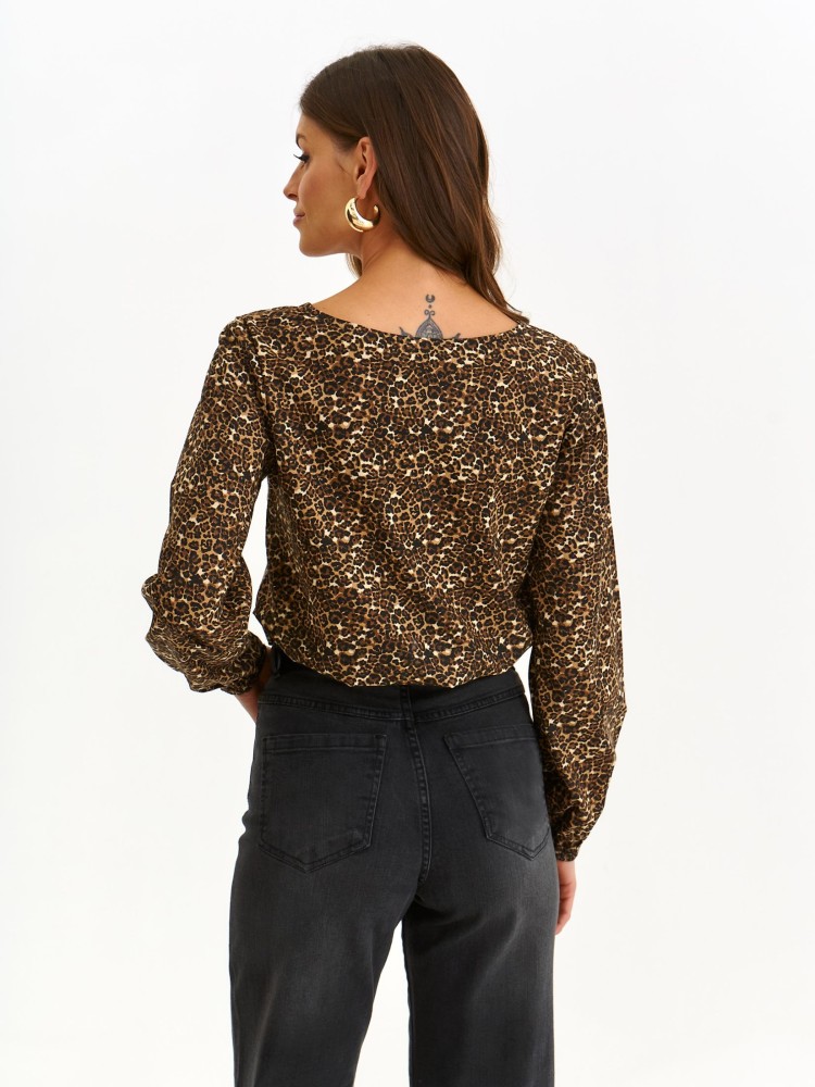 Bluzka z bufiastymi rękawami w panterkę  Bluzka z bufiastymi rękawami w panterkę