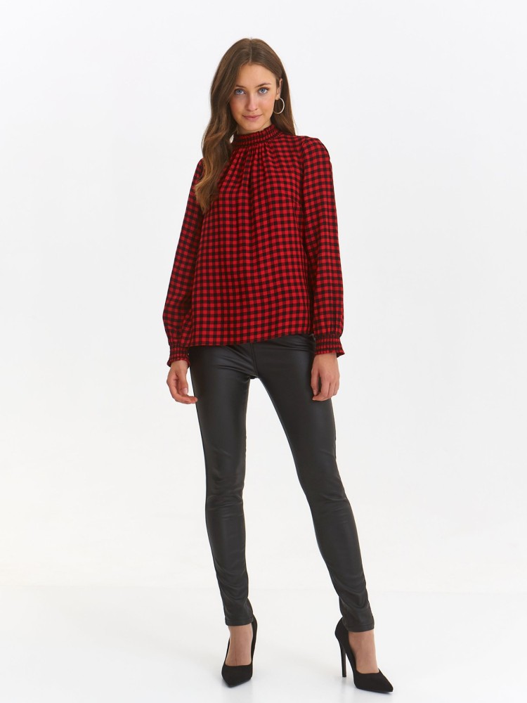 Bluzka w kratę z ozdobnym mankietem i golfem Bluzka w kratę z ozdobnym mankietem i golfem