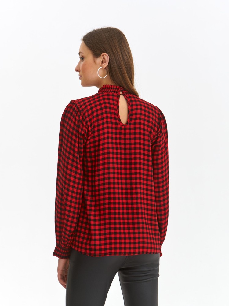 Bluzka w kratę z ozdobnym mankietem i golfem Bluzka w kratę z ozdobnym mankietem i golfem