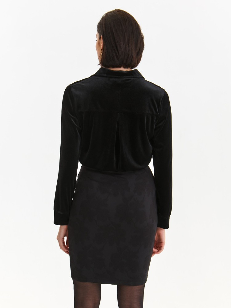 Gładka czarna welurowa koszula Gładka czarna welurowa koszula