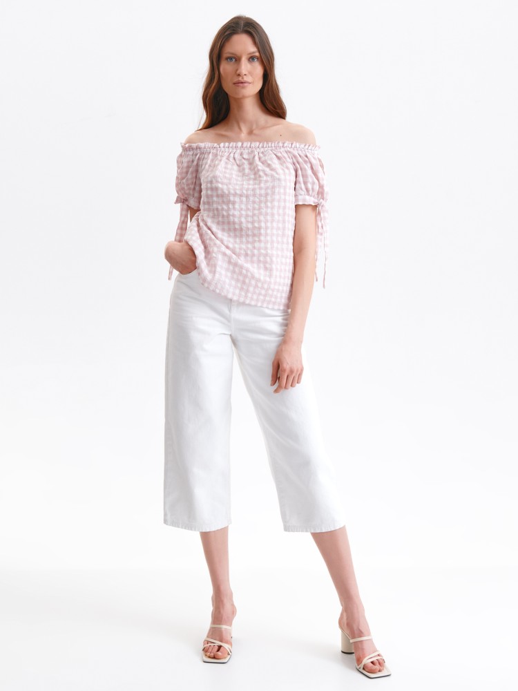 Bluzka z odkrytymi ramionami w kratkę vichy Bluzka z odkrytymi ramionami w kratkę vichy